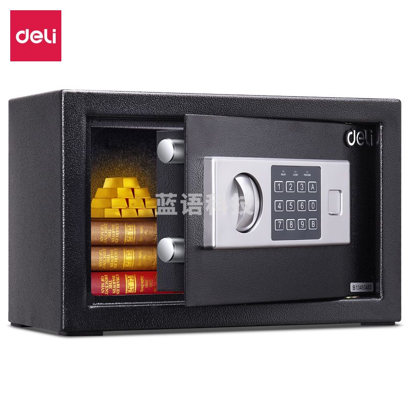 得力16654小型电子密码保管 箱 高度20cm(黑色)