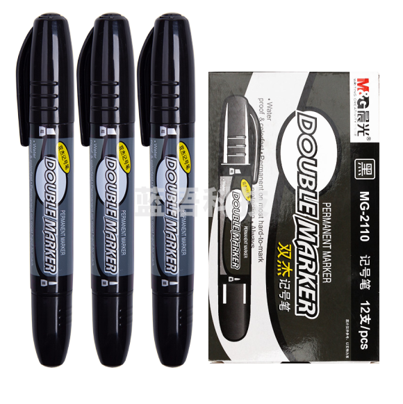 晨光(M&G)黑色双头粗杆记号笔 油性马克笔 12支/盒MG2110