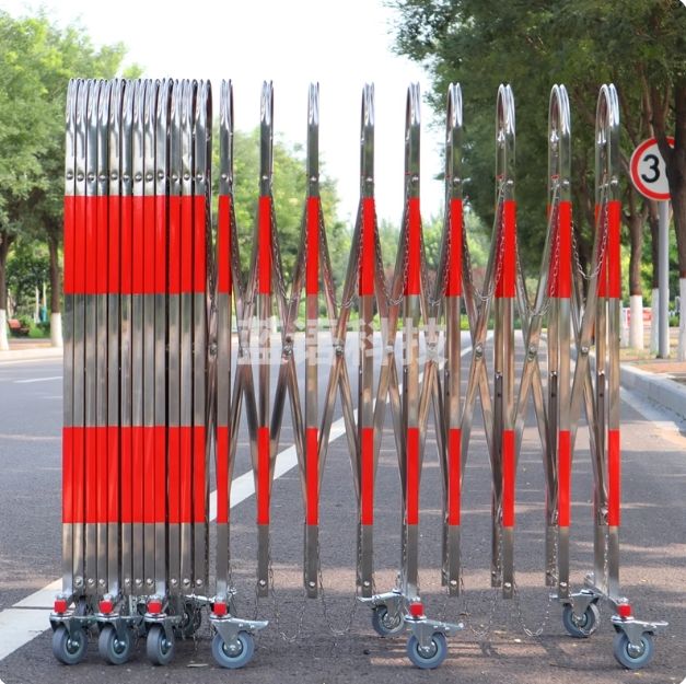 不锈钢伸缩围栏1.1米高*8米长幼儿园安全围挡移动护栏隔离栅栏弧形可定制