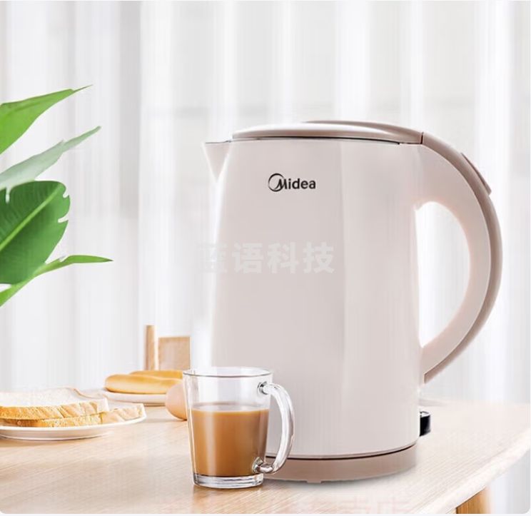 美的  1.5升电水壶304不锈钢双层防烫自动断电 H415E2J