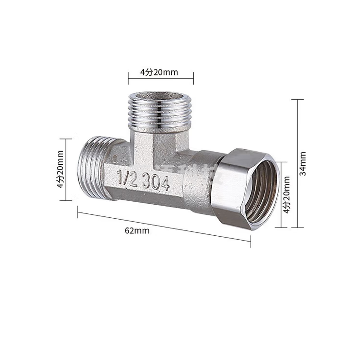不锈钢4分加厚内外丝带活接三通   内外外活动三通
