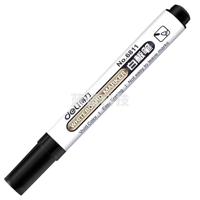 得力(deli)白板笔 可擦易擦 黑色10支/盒 单支价格
