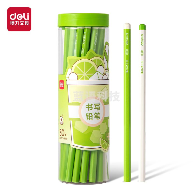 得力HC173-HB奶茶六角杆书写铅笔HB(混)(30支/筒)