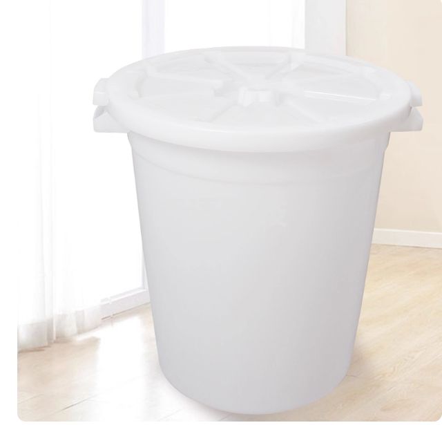 白色垃圾桶150L 高64cm直径58cm 加厚 带盖塑料大水桶