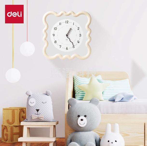 得力LE406-奶油风挂钟(35cm)(台)