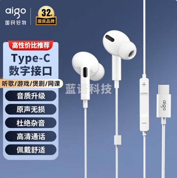 爱国者 有线耳机Type-c接口 A130D