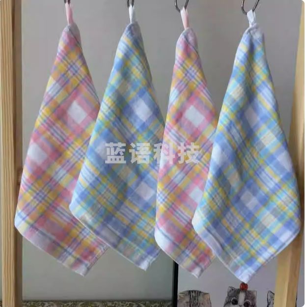 冠牌 可挂式格纹小方巾 6002 25*25cm 布艺混色