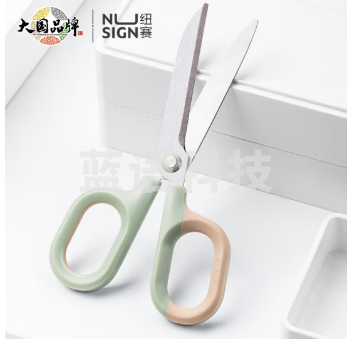 得力纽赛(NUSIGN)小号弧形剪片省力剪刀 德国创意设计 主副双拼色设计办公文具/家用 绿色NS056