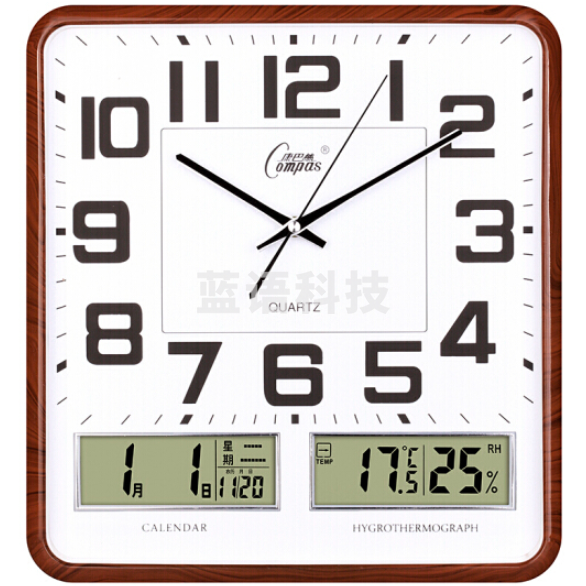 康巴丝 挂钟 C2983 (咖木) 静音万年历创意钟表35*37cm