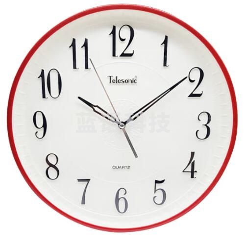 天王星 挂钟 时钟立体浮雕安静扫秒石英钟表14英寸Q5679-4红色