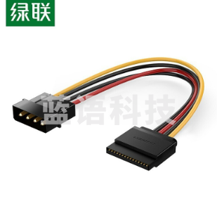 绿联(UGREEN)50398 sata电源线 台式主机机箱电脑连接固态机械硬盘 大4pin转15pin一分二转接头转换线 Jd.20条起售(偏远区域下单前请电话咨询)