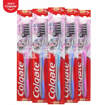 高露洁(Colgate)超洁纤柔备长炭软毛成人牙刷 5支装