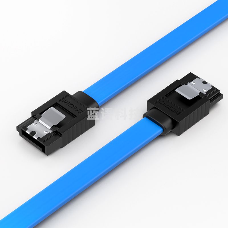 山泽(SAMZHE)高速SATA3代双通道数据线 弯对直 蓝色 0.48米 固态硬盘 SSD数据3UX-05B