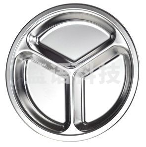 津御商厨    10个/包加厚不锈钢餐盘三格快餐盘分格分餐盘四格幼儿园学生儿童分隔餐盘三格圆餐盘