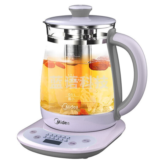 美的 (Midea)GE1510养生壶多段定温电水壶家用多功能全自动玻璃水壶煎药壶煮茶器花茶壶 淡紫
