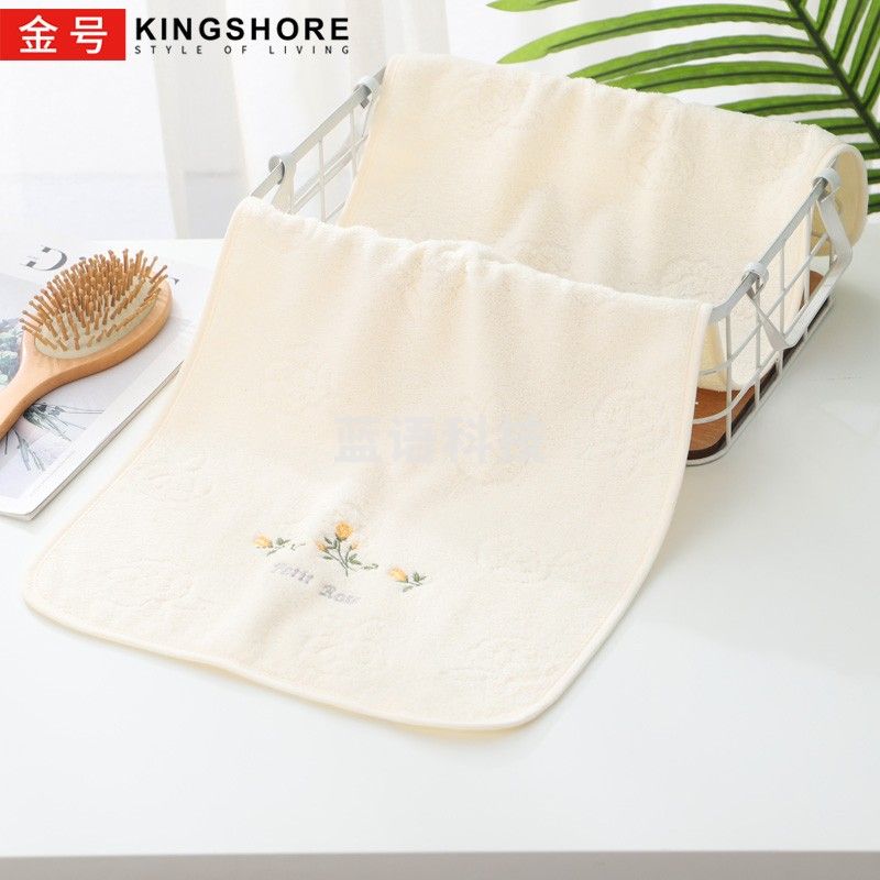 金号纯棉家用成人男女洗脸毛巾全棉加厚情侣绣花洗澡面巾柔软吸水加厚不易掉毛洗脸巾 黄色