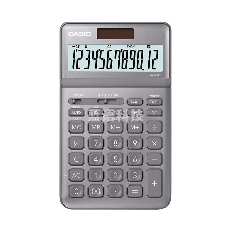 1100718032EA 卡西欧 JW-200SC-GY 炫彩计算器日常商务办公计算器 中号 铂晶银 银色