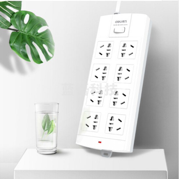 得力3996插座_8组_3米_泡壳装(白)(只)