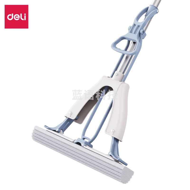 得力(deli)刮水器 28cm 胶棉拖把(对折式)蓝色 尘推/拖把 LQ136