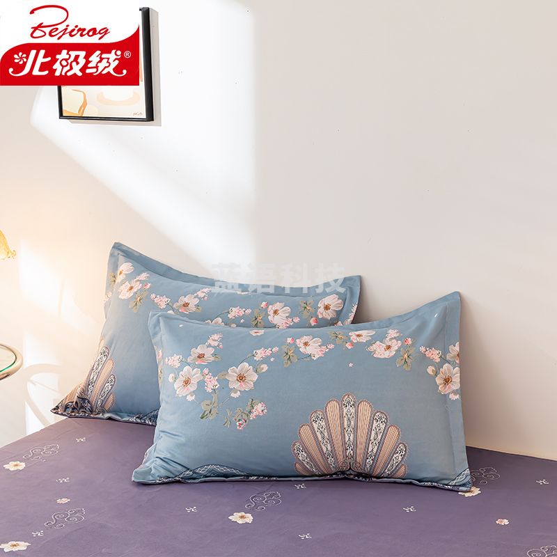 北极绒 枕套 亲肤透气枕头套一对装 若如初见 48*74cm