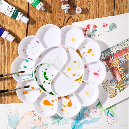 得力（deli） 9403 大号14格调色盘 学生美术调色碟 水粉水彩调色盘