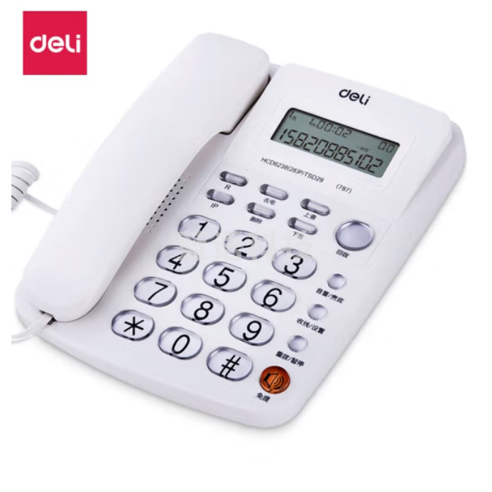 得力 787 电话机 容量存储 防雷、抗电磁干扰 白