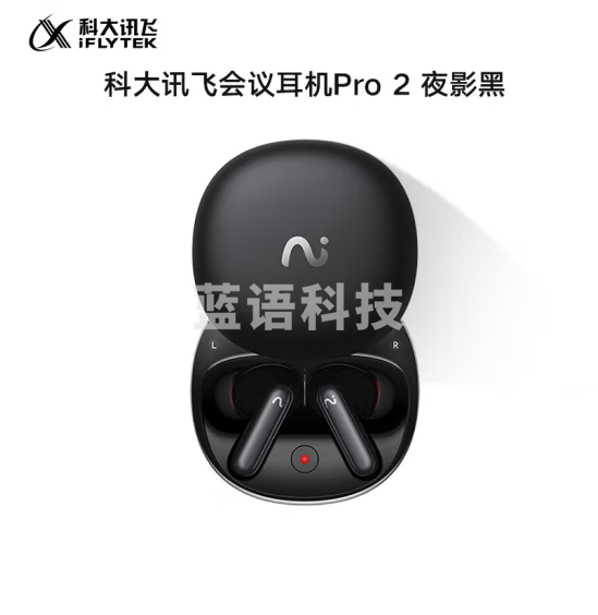 科大讯飞 录音降噪会议耳机Pro2夜影黑 一键闪录 AI会议助理 同传翻译