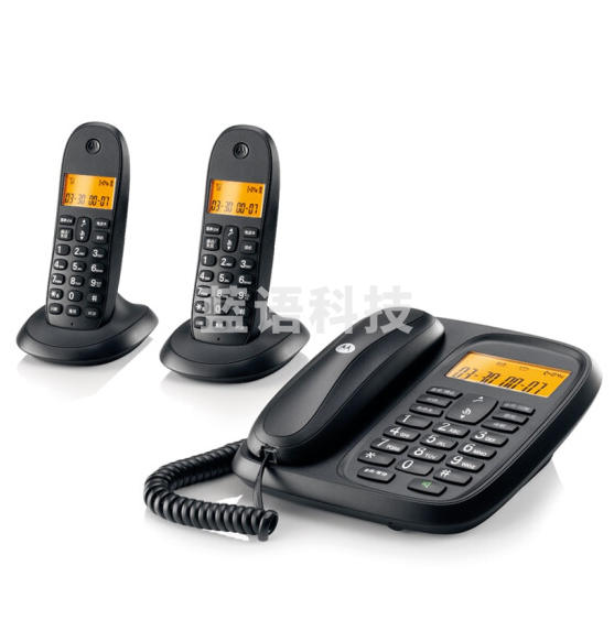 摩托罗拉 (Motorola) CL102C 数字无绳电话机 子母机 一拖二固定无线座机(黑色)