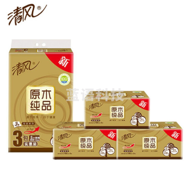 清风 金装抽纸 无香型3层 6包/提