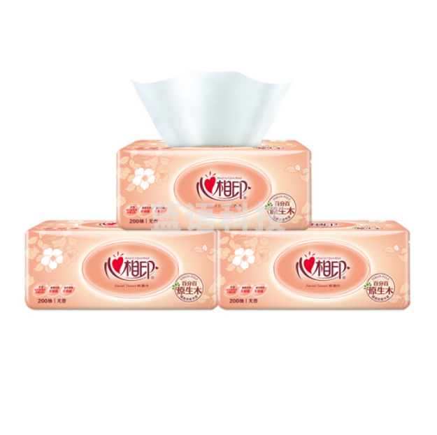 心相印 抽纸 XL码2层200抽*3包 纸巾 20提/箱