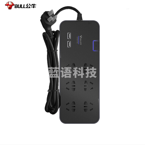 公牛 GN-H306U接线板 3米线 6位+2USB总控 抗电涌插座防雷插排