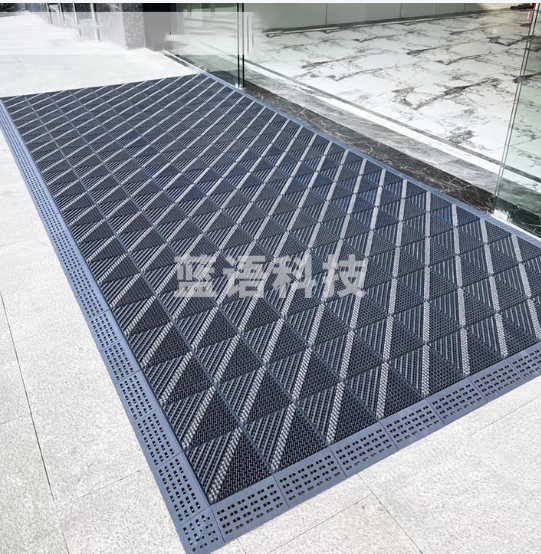 地垫防滑垫室外镂空隔水三合一商用拼接门垫商场酒店大门口进门除尘蹭土塑料脚垫子 庭筑-深灰c
