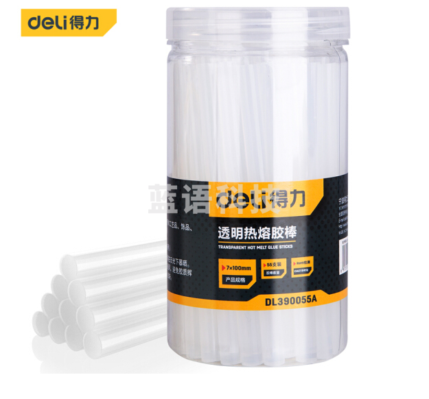 得力DL390055A 高粘性热熔胶枪胶棒胶条55支桶装 7*100mm