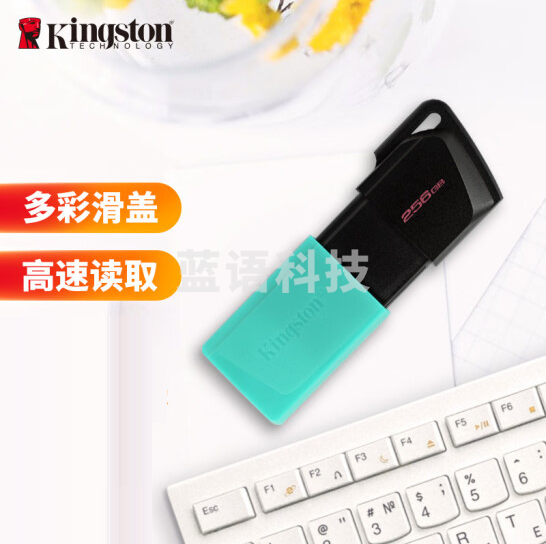 金士顿 256GB USB3.2 Gen 1 U盘 DTXM 滑盖设计 多彩时尚