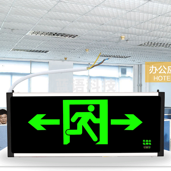 艾派克（AIPAIKE）双面  D215 双向国标LED安全出口指示灯；产品尺寸：332*23*145mm
