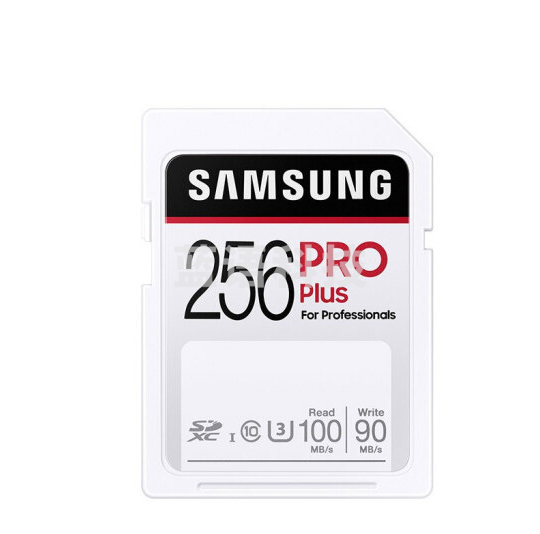 三星 256GB 高速SD存储卡 U3 C10 4K PRO Plus内存卡 全高清数码相机卡单反微单卡 读速100mb/s MB-SD256H/CN