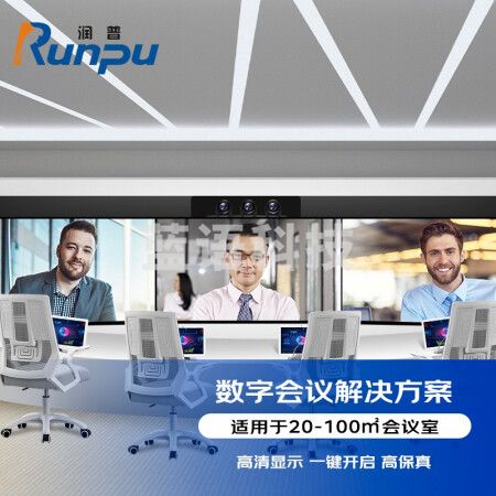 润普RP-CJ66 沉浸式网真视频标准会议集成解决方案（润普显示器+摄像头+音频设备+会议终端）适用10-100㎡会议室