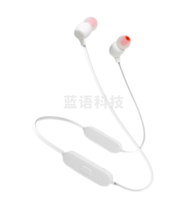 JBL TUNE125BT 颈挂式无线蓝牙耳机 半入耳式通话跑步运动耳机 带麦线控音乐耳机 珍珠白