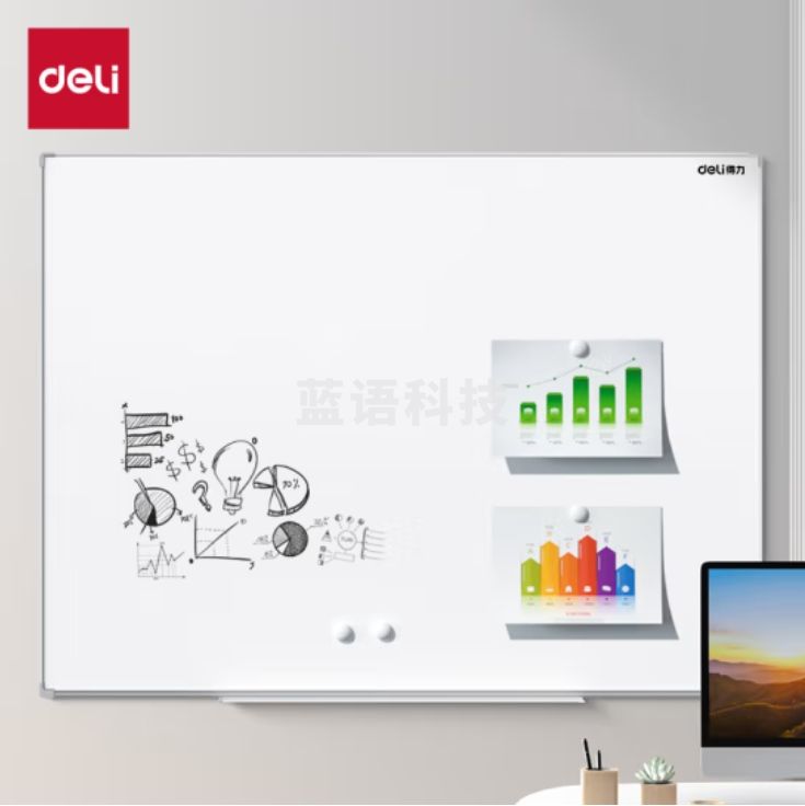 得力（deli） 悬挂白板 90*120cm磁性白板 易擦易写 金属窄边框 MB106