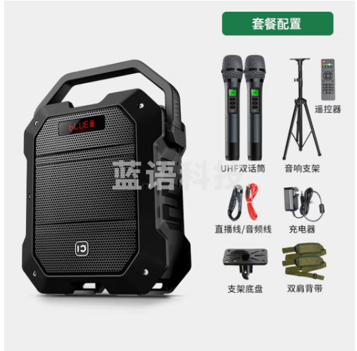 十度（ShiDu） K10广场舞音响便携式80w手提大功率户外移动K歌音箱低音炮带显示屏UHF双话筒 K10经典黑（音响支架）