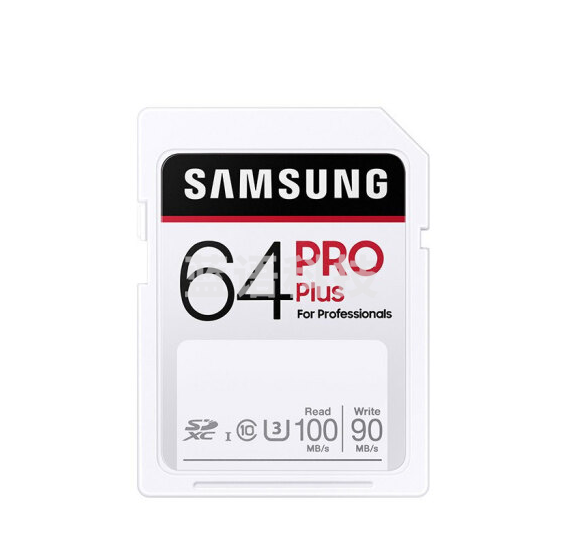 三星 64GB 高速SD存储卡 U3 C10 4K PRO Plus内存卡 全高清数码相机卡单反微单卡 读速100mb/s