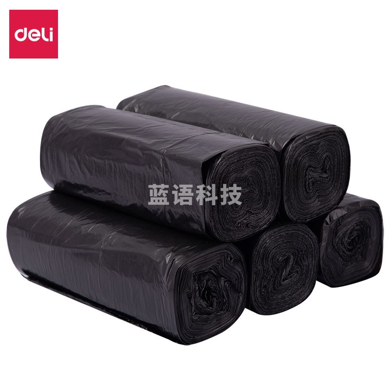 得力(deli)平口垃圾袋40*45CM【(5卷装)】加厚点断易撕黑色18742
