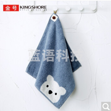 金号毛巾家纺 A类纯棉儿童毛巾洗脸小方巾小毛巾 婴儿方巾幼儿园毛巾手帕 卡通可爱 灰色 31*30cm