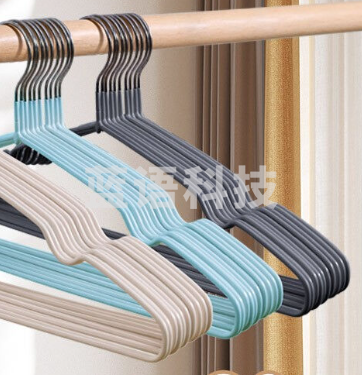禧天龙 植绒衣架无痕 衣架子挂衣架 衣挂衣服撑子晾衣架子 防滑肩儿童成人挂衣架 【灰色10支装】常规款长37.5cm