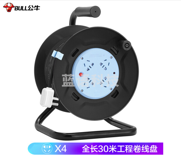 新国标GN-8030工程接线盘移动电缆电线卷线盘/盘线轴工程地拖绕线盘拖线盘自接线 4位总控全长30米