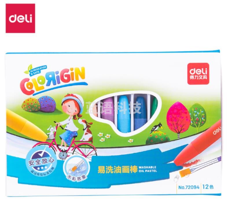 得力72094_12色易洗油画棒(混)(盒) ..
