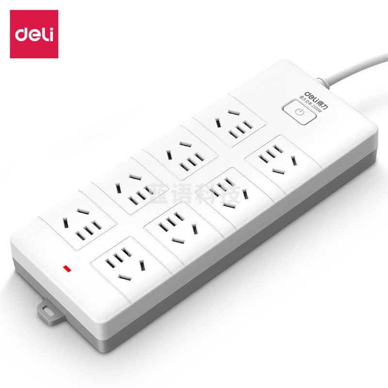 得力 8位总控全长3米新国标插座 插线板/插排/排插/接线板/18170-03