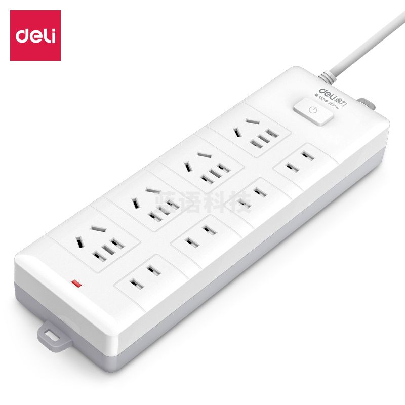 得力（deli）8位总控 4+4位插排5米线接线板 新国标插排插座 18158(05)