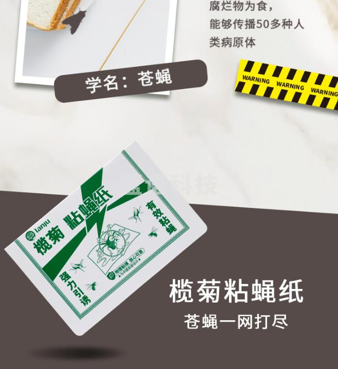 榄菊 粘蝇纸100片装 粘蝇胶捕蝇灭蝇器 苍蝇贴