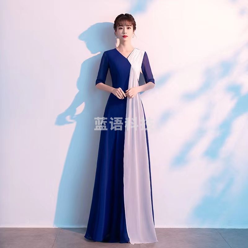 合唱礼服女 主持人礼服长裙合唱团演出服